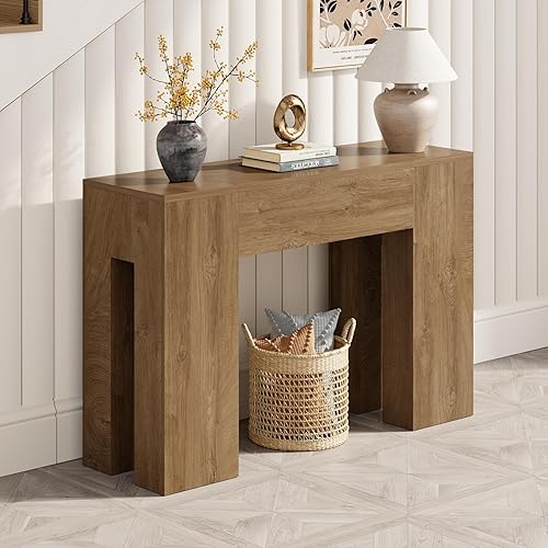Miniatura 3 de Mesa consola de sofá de 47 pulgadas de largo para entrada, sala de estar, mesa de madera de granja detrás del sofá, consola decorativa rectangular