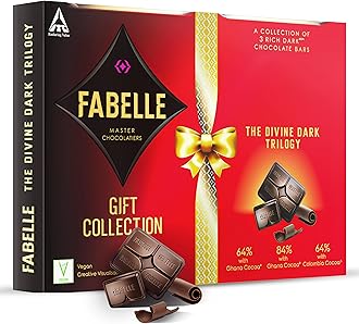Fabelle Divine Dark Trilogy Premium Chocolate Gift Pack with Assorted Flavors, Vegan and Gluten Free Luxury Dark Rich Chocolate Bars, 300 Grams, Ideal for Gifting Occasions
