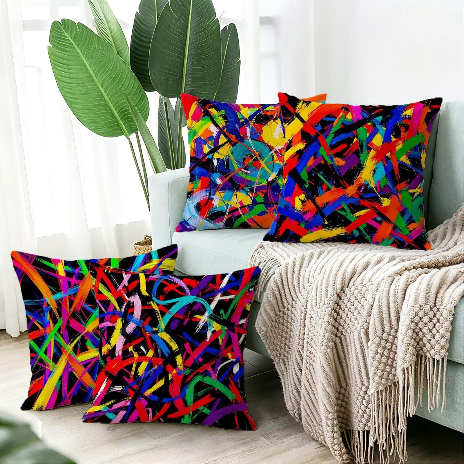 Cojines Exterior Vistoso Funda Almohada 45x45cm Juego de 4, Cod-477