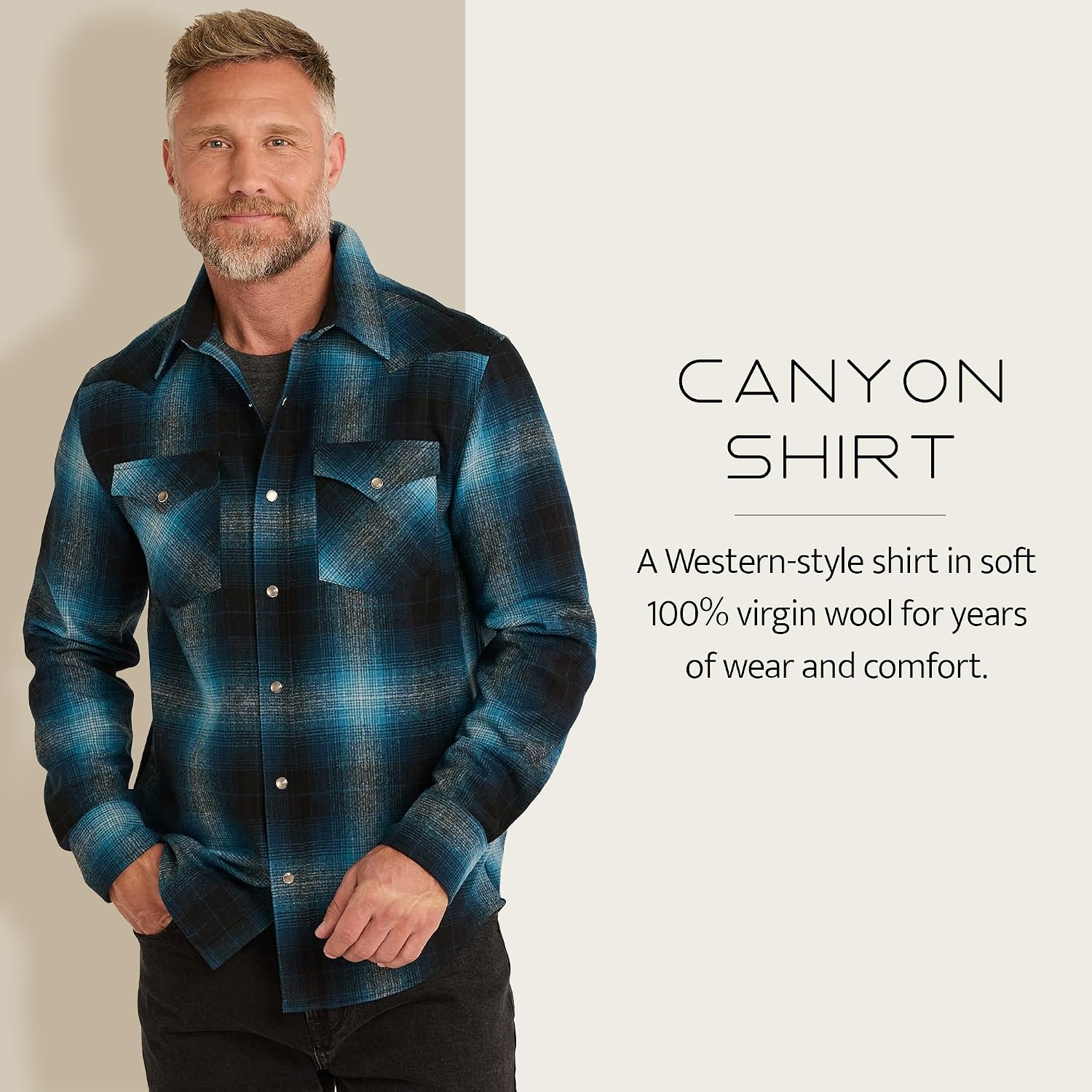Pendleton Canyon Men's Shirt, Long Sleeve Flannel Shirt, 100% Virgin Wool - Regular Fit