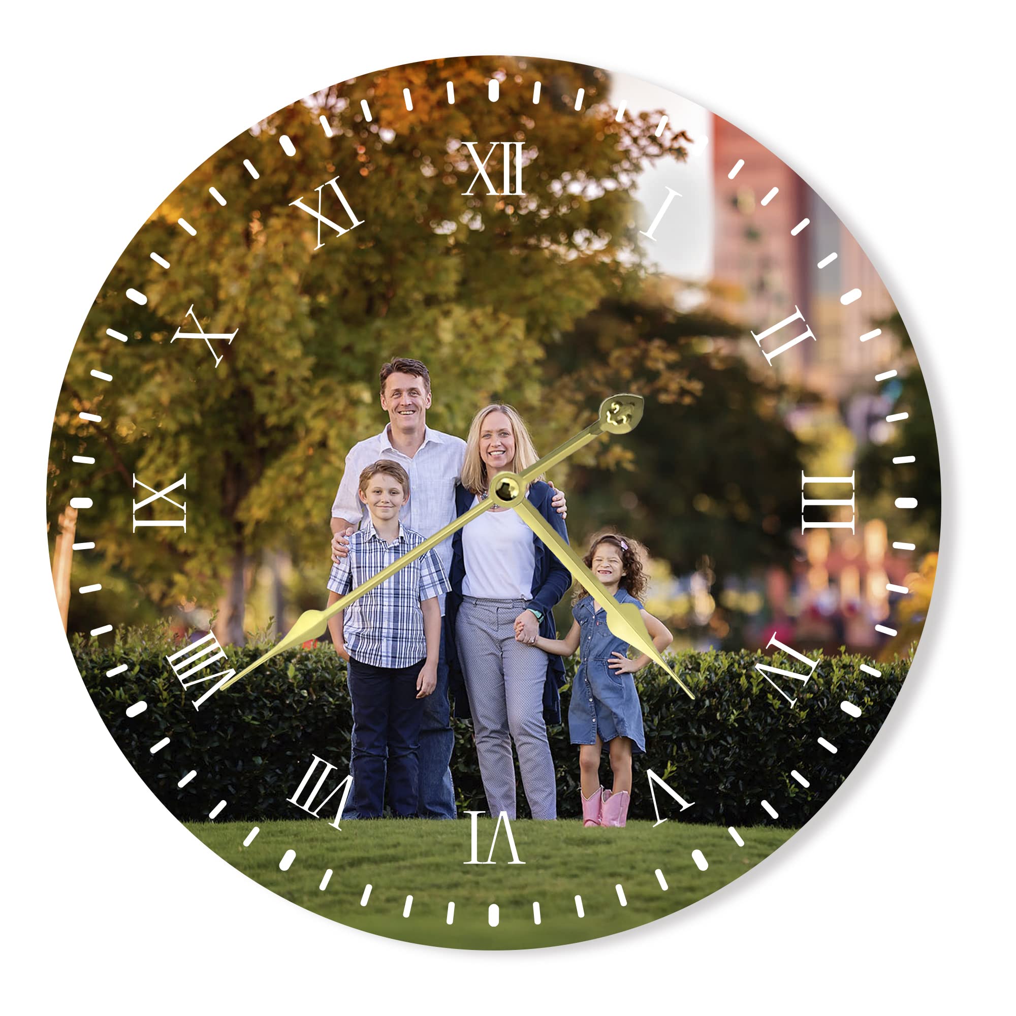 S&H&OU Custom Wall Clock,Photo Wall Clocks for Living Room Decor with Photo,Kids Silent Wall Clock,Personalized Photo Wall Hanging Time Clock for Birthday Wedding Valentine'S Day Christmas Photo Gift
