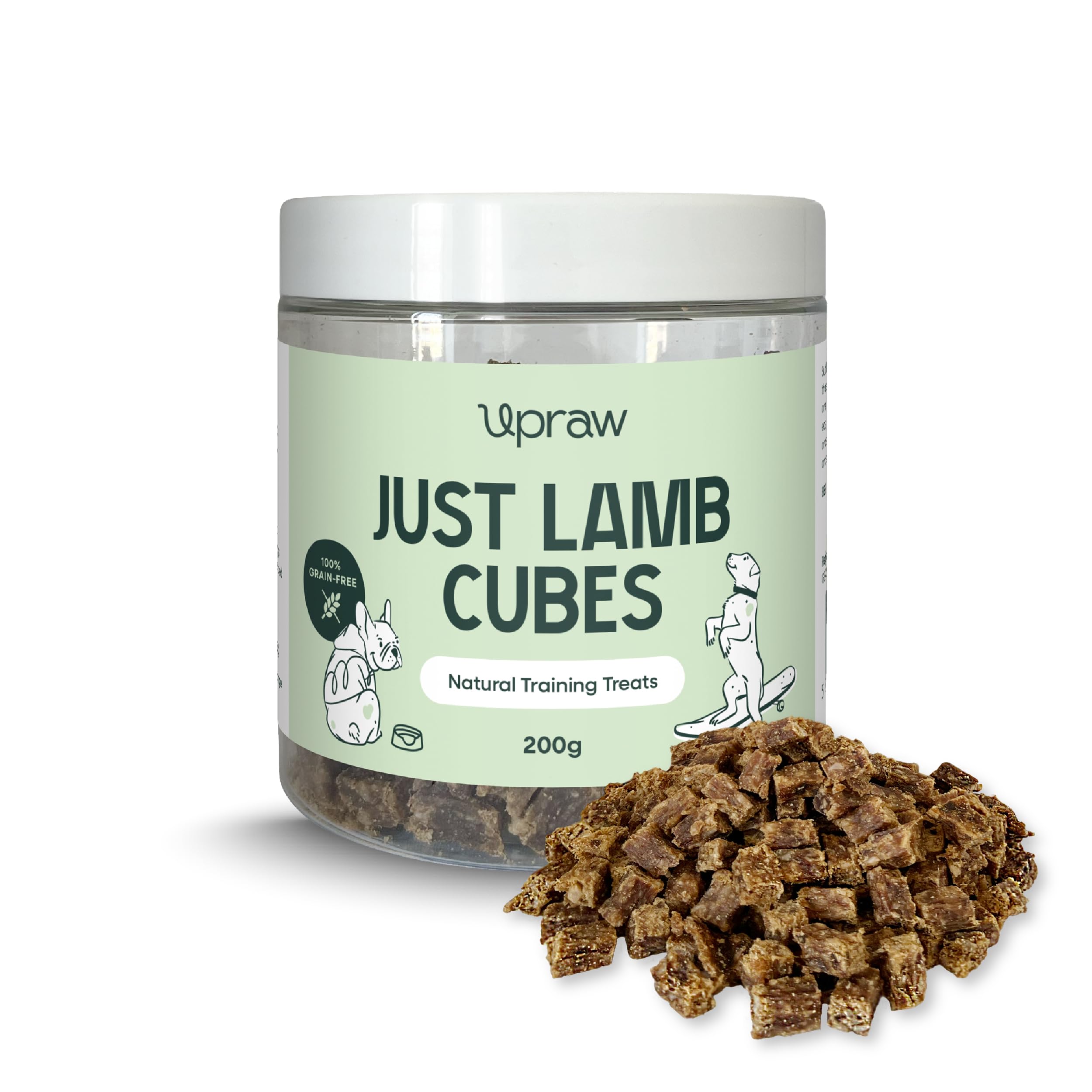 Natural Dog Training Cubes in 200g, 100% Pure Meat Training Cubes - Natural Hypoallergenic - Grain Free - No additives or Preservatives (Lamb)