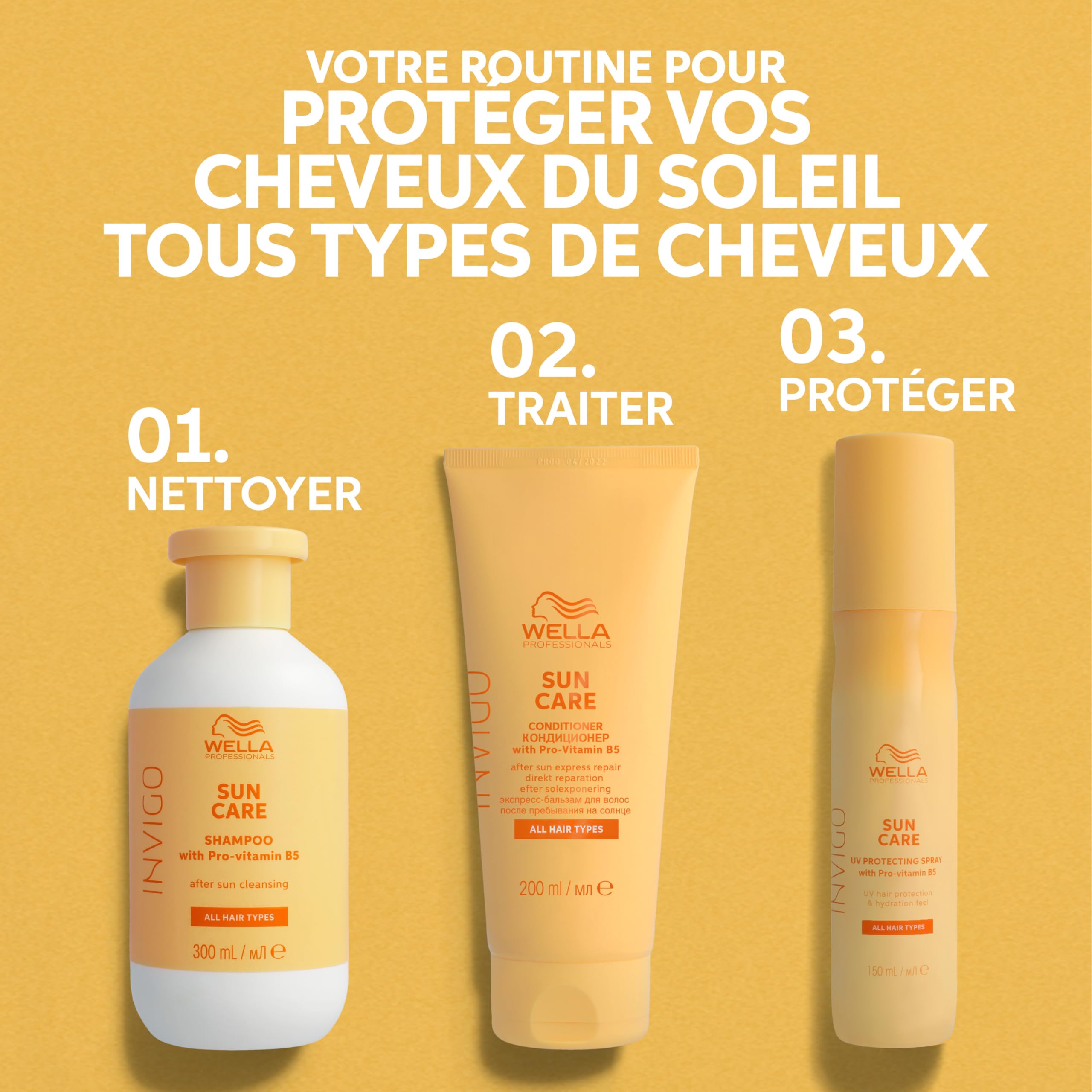 Wella Professionals INVIGO SUN CARE Shampoing réparateur après-soleil, ​Après-shampoing express et UV Spray protection