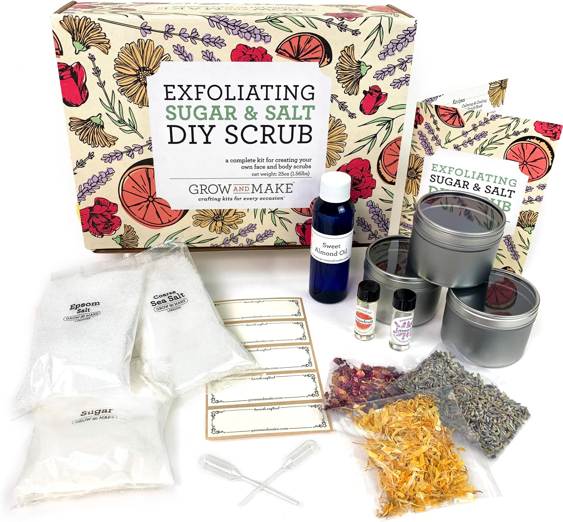 DIY Sugar & Salt Exfoliating Scrub Making Kit - Learn how to make skincare products at home with supplies from Grow and Make!