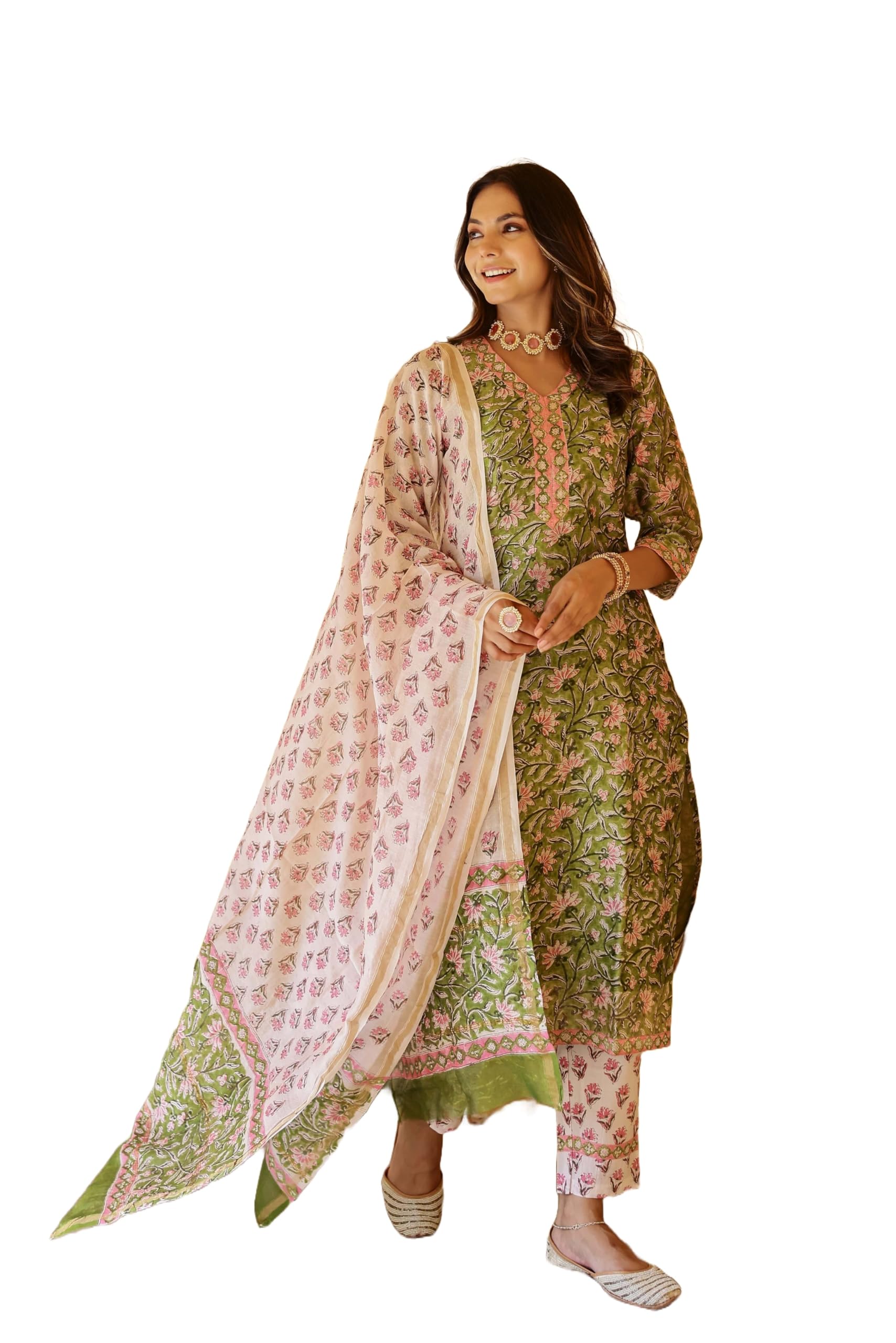 Lookmark Kurta Set: Effortlessly Elegant, Uniquely You: Discover Your Signature Style With Our Printed Ethnic Sets! Green