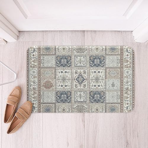 Miniatura 50 de Erosebridal Tapete de baño oriental vintage, Art Deco floral para puerta de entrada, tapete de baño tribal bohemio, tapete de baño tradicional