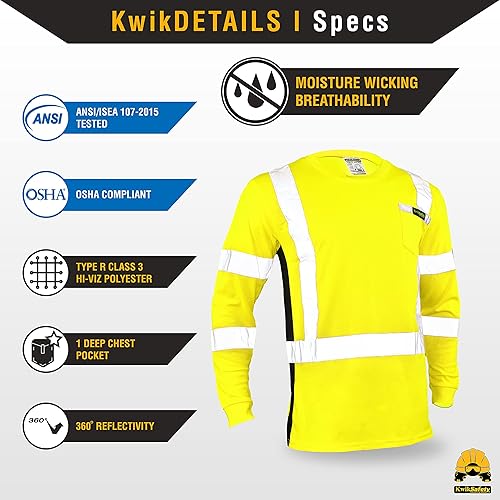 Miniatura 5 de KwikSafety - Charlotte, NC - Operator Long Sleeve Safety Shirts Solid Reflective Tape Class 3 ANSI Tested OSHA