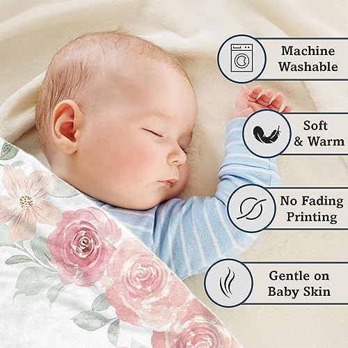 Miniatura 5 de Arteaga Mantas de bebé personalizadas para niñas, mantas de bebé personalizadas para niñas, manta de bebé de rosa floral, el mejor regalo para bebé,