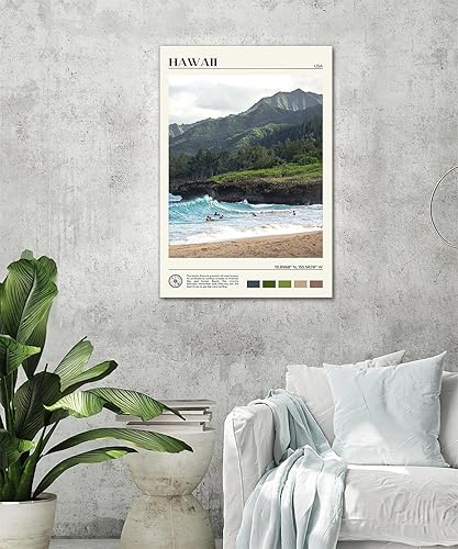 Miniatura 2 de KEEITY Póster de Hawaii The North Shore Hawaii, arte de pared para decoración del hogar, lienzo, pinturas artísticas para pared, decoración del