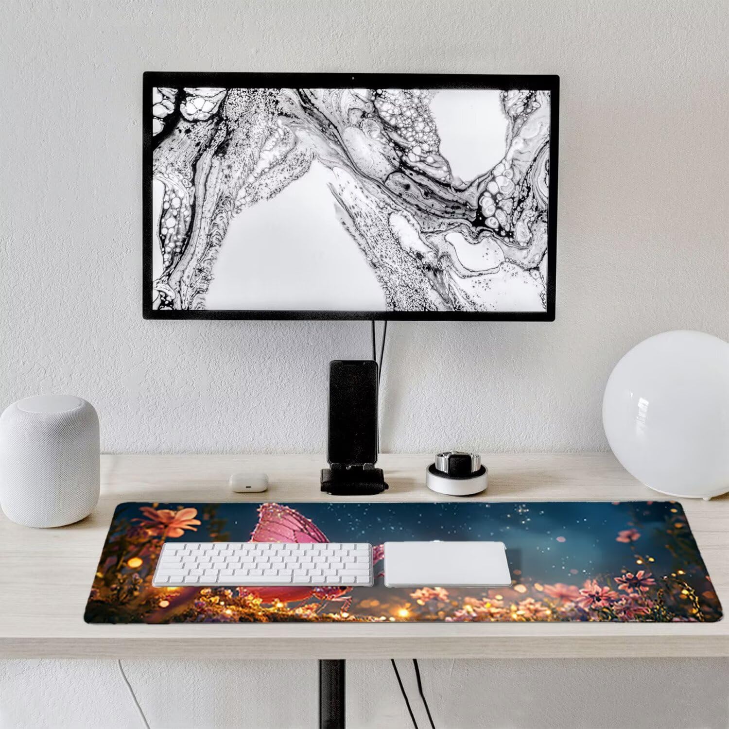 Podkładka pod mysz do gier XXL duża mysz 1600 x 800 mm duża podkładka pod biurko z antypoślizgową gumową podstawą, poprawia precyzję i szybkość (gwiaździste niebo motyle) o-828