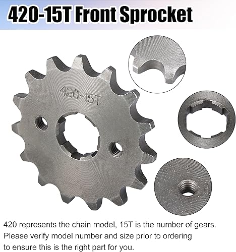 Miniatura 4 de Motoforti Piñón delantero de motor de motocicleta 420 15T 0.787 in para Honda 50cc 70cc 90cc 110cc 125cc Dirt Pit Bike Mini Bike ATV
