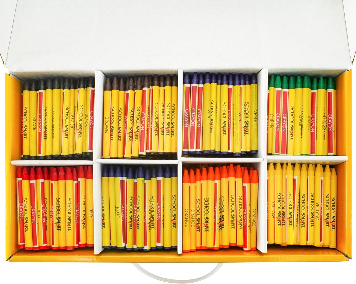 School Smart Classroom Crayon Set with Storage Box, Assorted Colors, Bulk Pack of 800