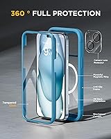 Vista 906 de Miracase Funda magnética para iPhone 14 de 6.1 pulgadas, protector de pantalla de vidrio templado integrado + protector de lente, compatible