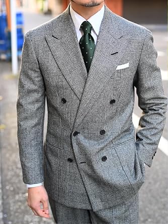 Men's Houndstooth Blazer Slim Fit Double Breasted Jacket