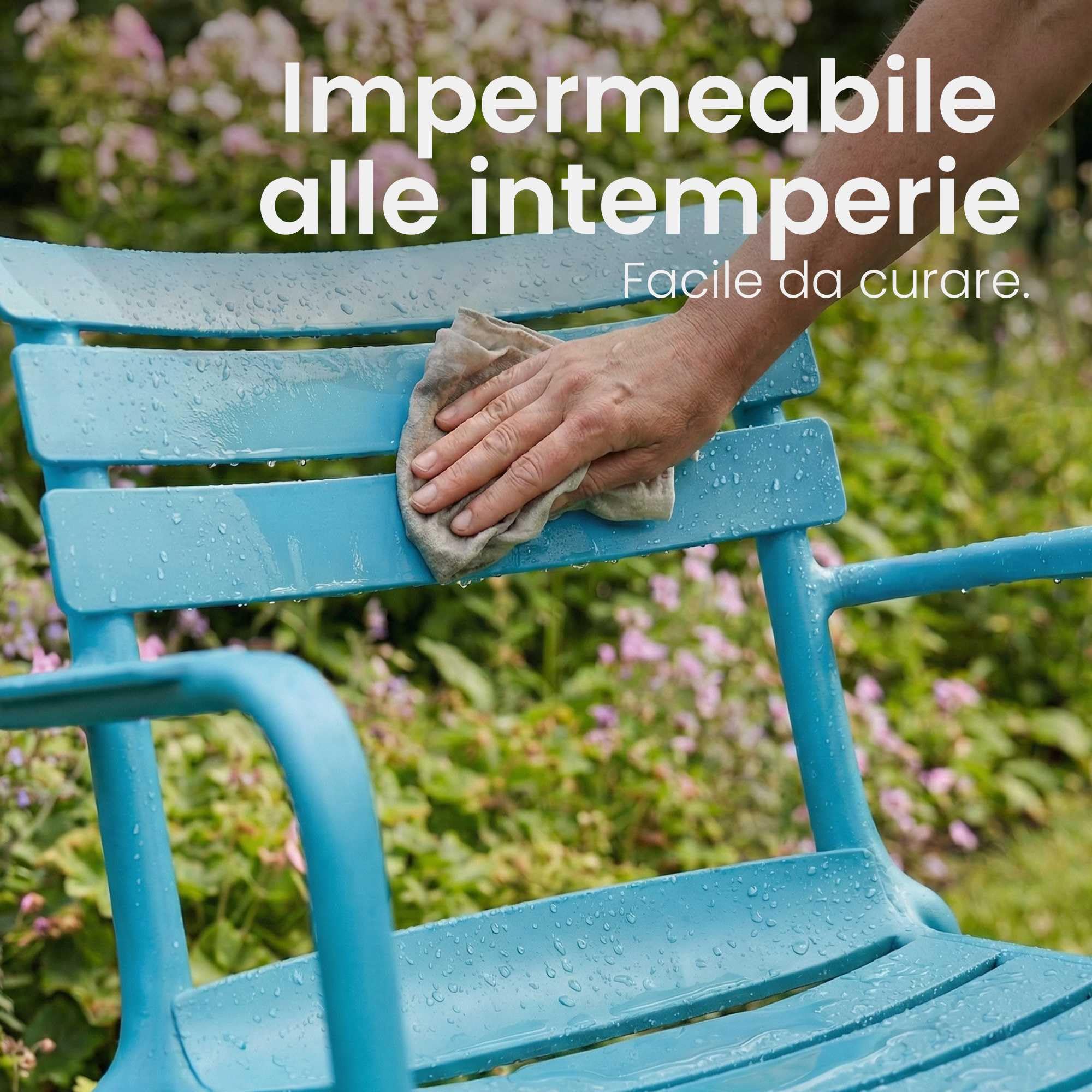 CLP Sedia da giardino impilabile con braccioli Joliya, sedia in plastica resistente alle intemperie e ai raggi UV, portata fino a 150 kg Colore:blu