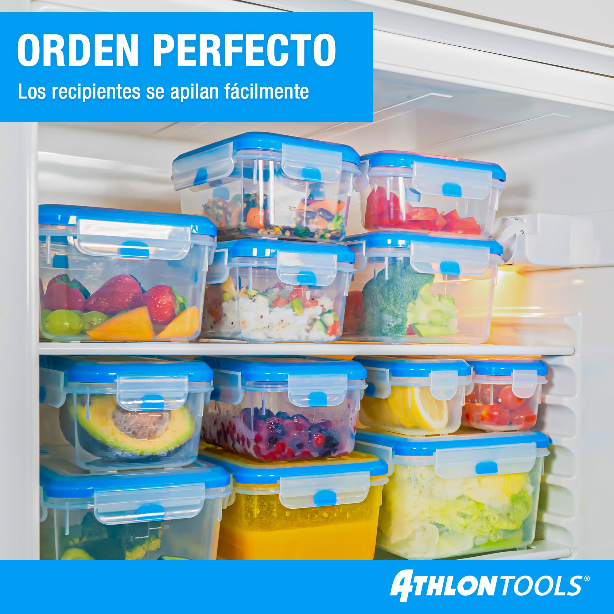 ATHLON TOOLS Juego de 2 recipientes herméticos de 5 l de calidad gastronómica, 100% herméticos y a prueba de fugas, de 40 a +100 grados, para todos los alimentos, sin BPA