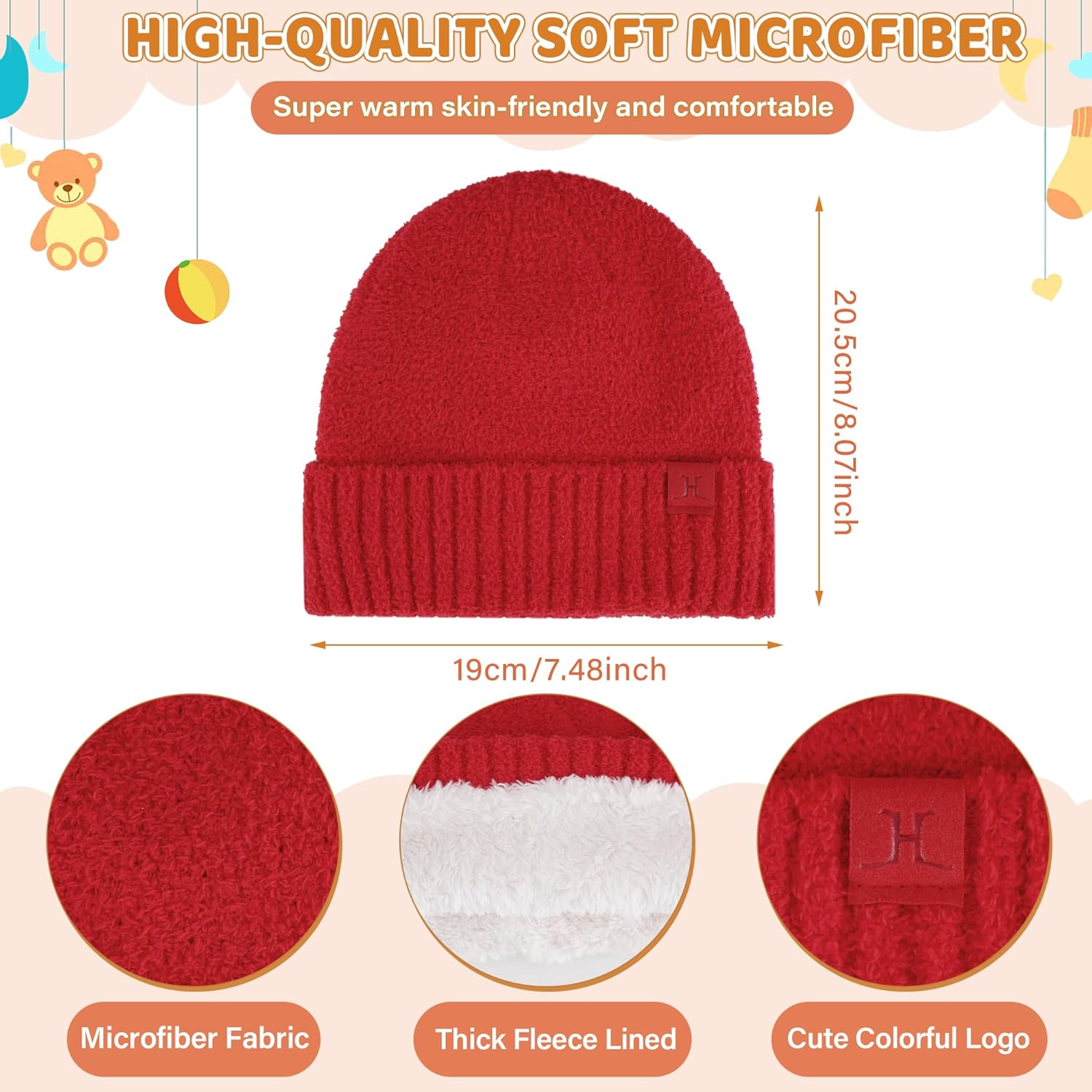 Toddler Kids Winter Hat Scarf Gloves Set Cold Weather Beanie Hats Fleece Neck Warmer for 4 5 6 7 8 Year Old Boys Girls Gifts - Image 2