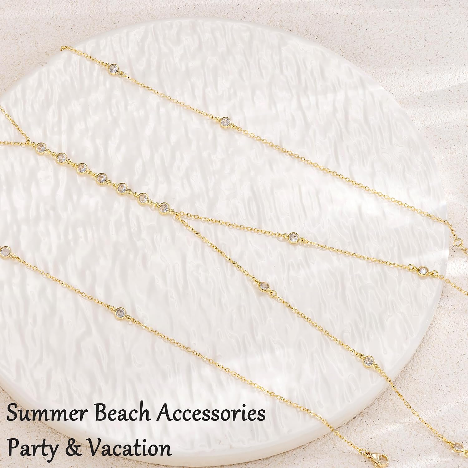 CHESKY 14K Gold Plated Body Chains for Women,Sexy Belly Chain Beaded/Rhinestone Crossover Bikini Bra Body Jewelry,Layered Waist Chain Chest Summer Beach Jewelry Festival Accessories