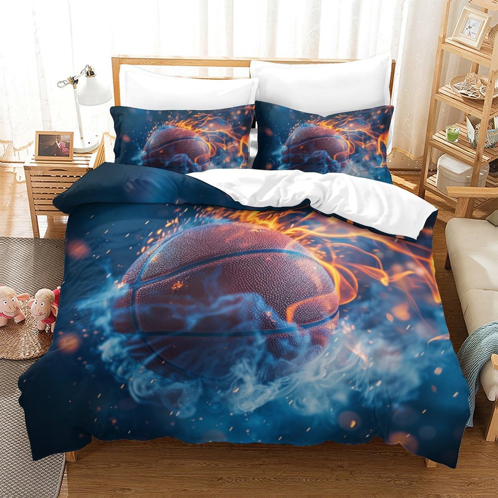 Housse de couette basket microfibre super douce et respirante 3D