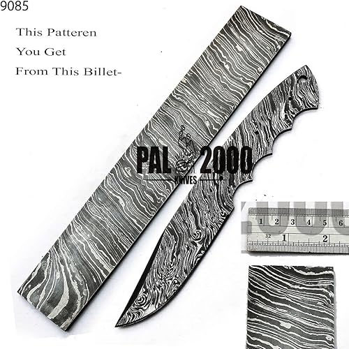 Miniatura 4 de PAL 2000 KNIVES Barra de acero de Damasco hecha a mano  Patrón de hoja en blanco de Damasco de palanquilla de acero de Damasco personalizado 12" x