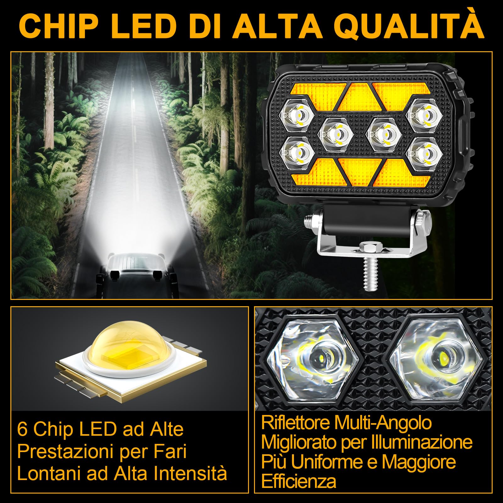 antom 2 pezzi faro led moto 168W 9-60V 18000 lumen faretti led 12v IP68 impermeabile 4,5 pollici fari supplementari per escavatori, trattori, rimorchi, ATV, appassionati di outdoor