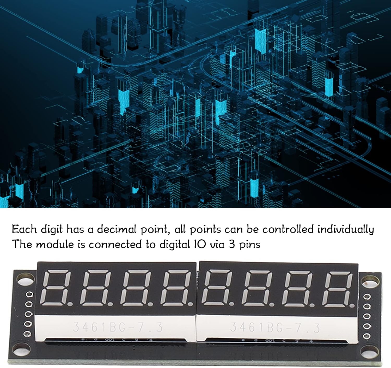LED Digital Display Tube, 0.36in 8 Bit 7 Segment Green Light, LED Clock Display Module, Tube Clock Display