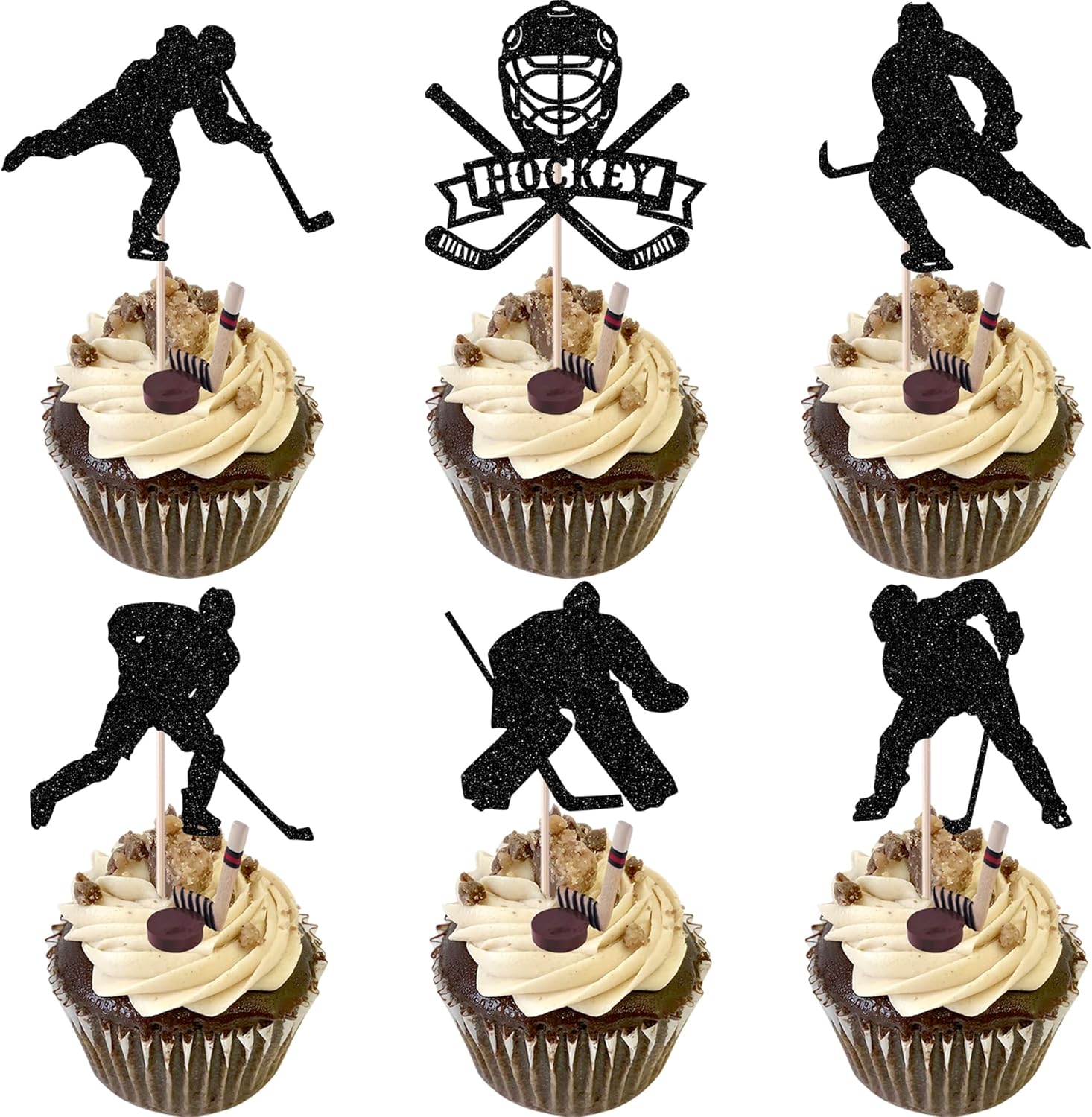 Rsstarxi 24 Pack Hockey Cupcake Toppers Hockey Theme