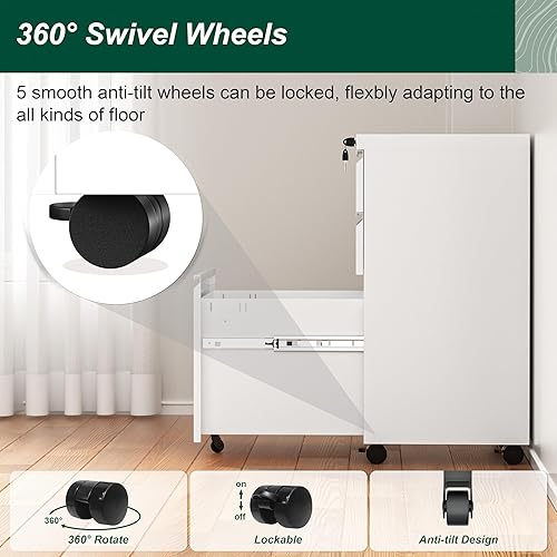 Miniatura 47 de Superday Archivador lateral de 3 cajones, archivadores blancos con cerradura, archivadores de metal con bloqueo, archivador de tres cajones