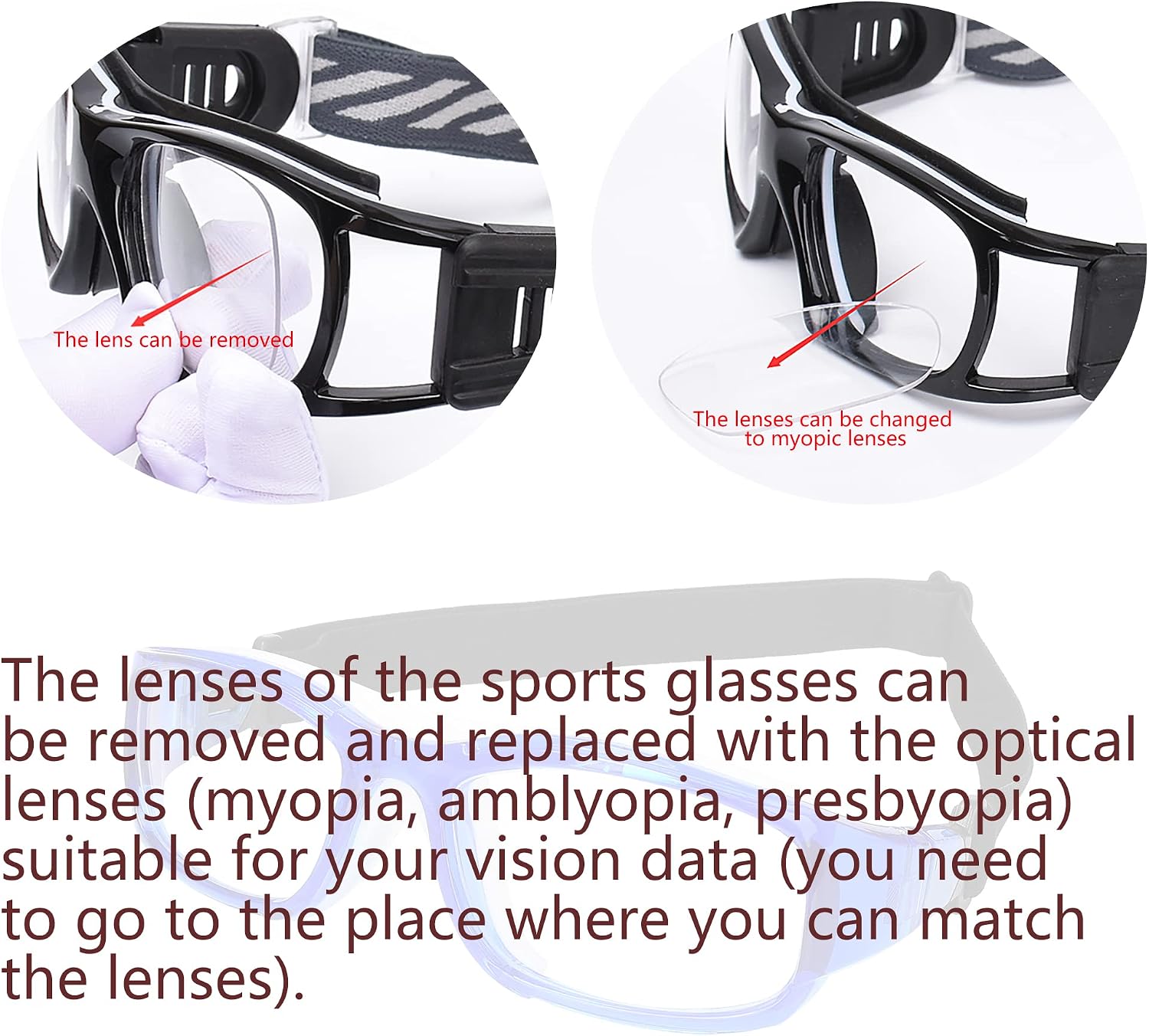 SooGree Sport Goggles Glasses Squash & Racquetball Goggles Basketball Glasses Adjustable Strap Resistant Impact