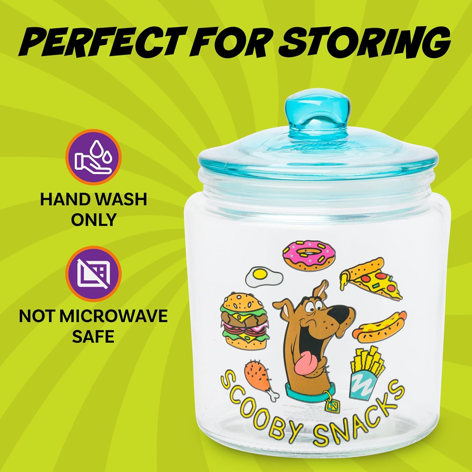 Silver Buffalo Scooby Doo Scooby Snacks Glass Cookie Snack Candy Jar with Lid (Small)