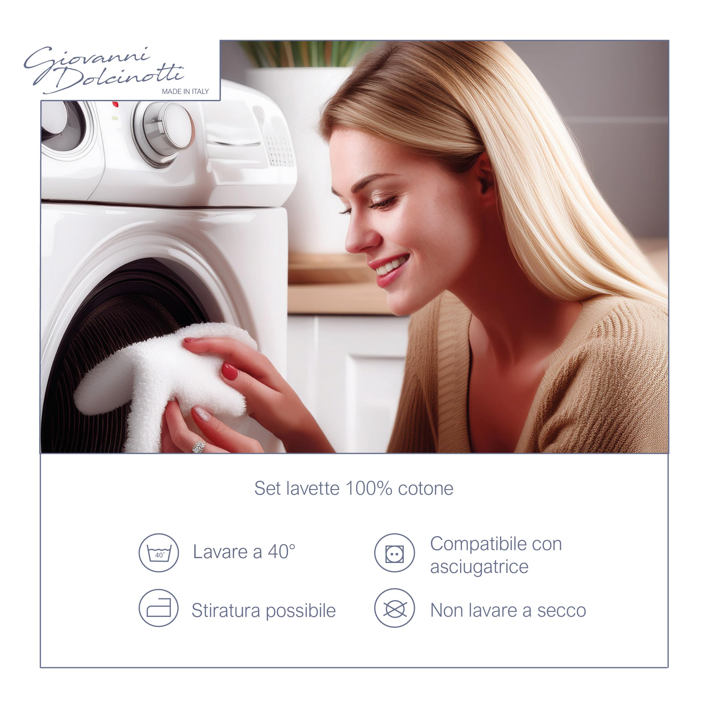 Giovanni Dolcinotti | Juego de 12 Toallas de Cara 100% algodón – 30 x 30 cm – Extra absorbentes y de Secado rápido – para baño, SPA y Gimnasio – Color Blanco – Modelo Orlando