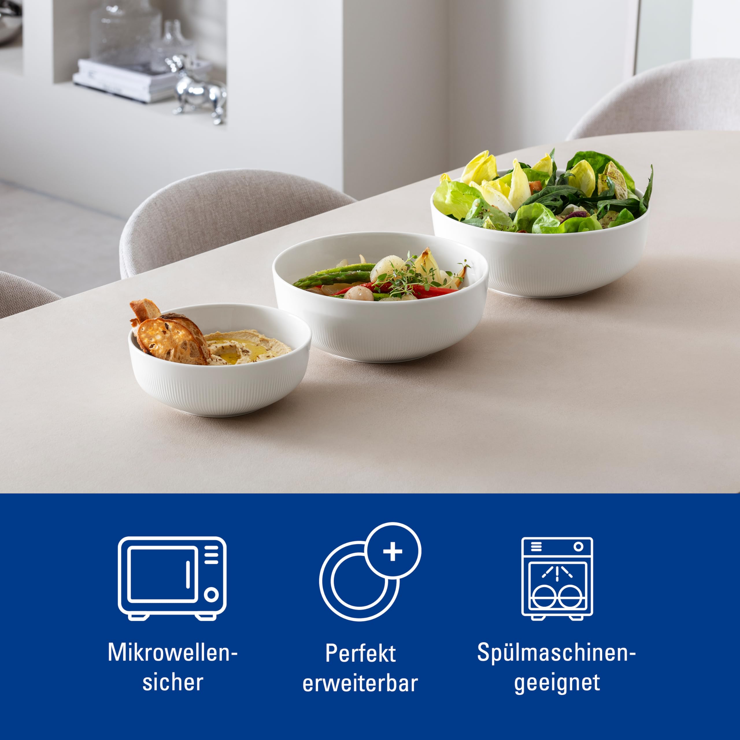 Villeroy & Boch - Afina miska z porcelany Premium, duża miska do serwowania, Made in Germany, można myć w zmywarce i używać w kuchence mikrofalowej, możliwość sztaplowania, biała