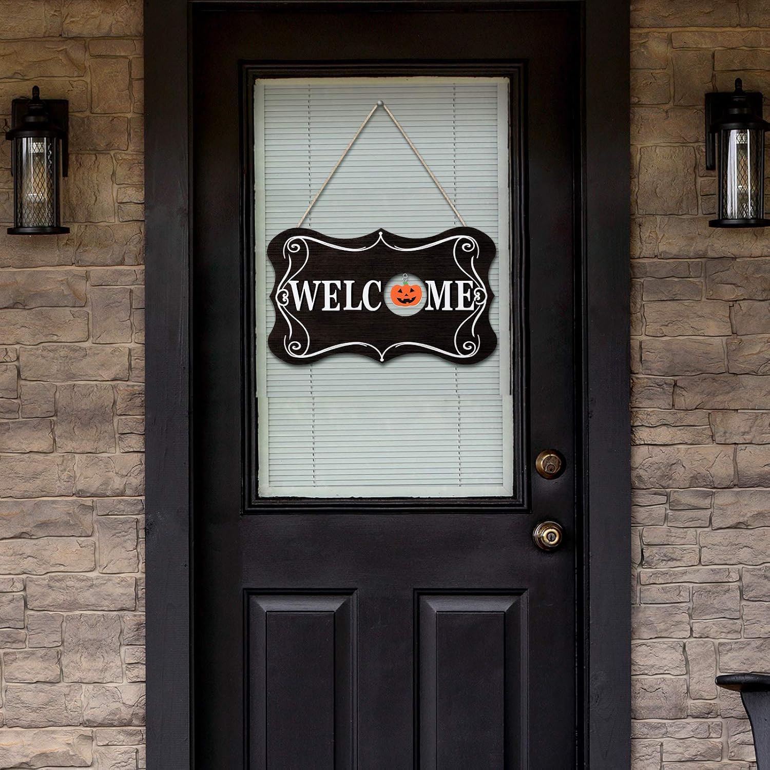Jetec Welcome Sign Interchangeable Welcome Sign for Front Door Wall Hanging Welcome Decor with Seasonal Holiday Pieces for Indoor Outdoor Porch Decorations (Black)