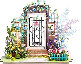 Hands Craft DIY Miniature Dollhouse Kit | 3D Model Craft Kit | Pre Cut Pieces | LED Lights | 1:24 Scale | Adult Teen | Garden Entrance (DGM02)