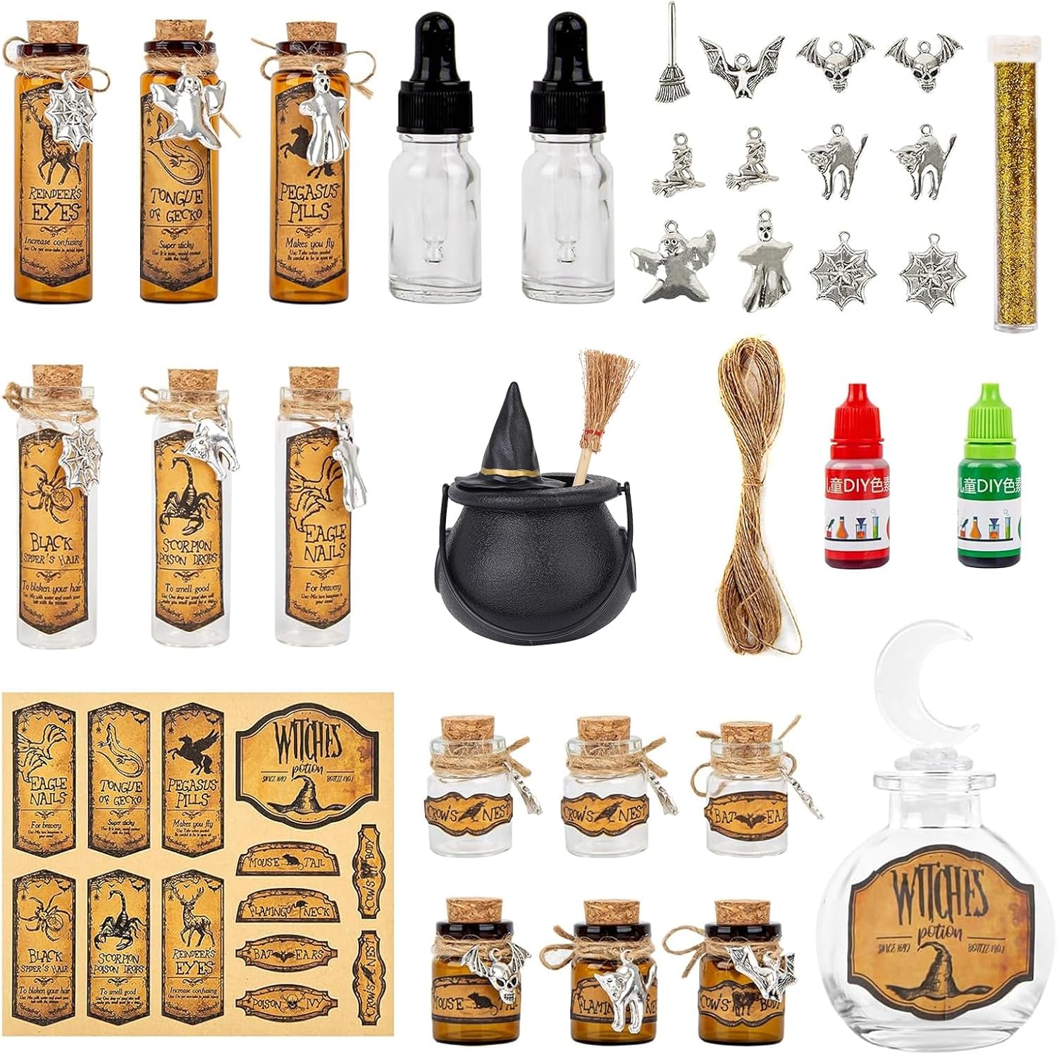 Halloween Potion Bottles, Witch Potion Bottles With Cork Halloween Decor