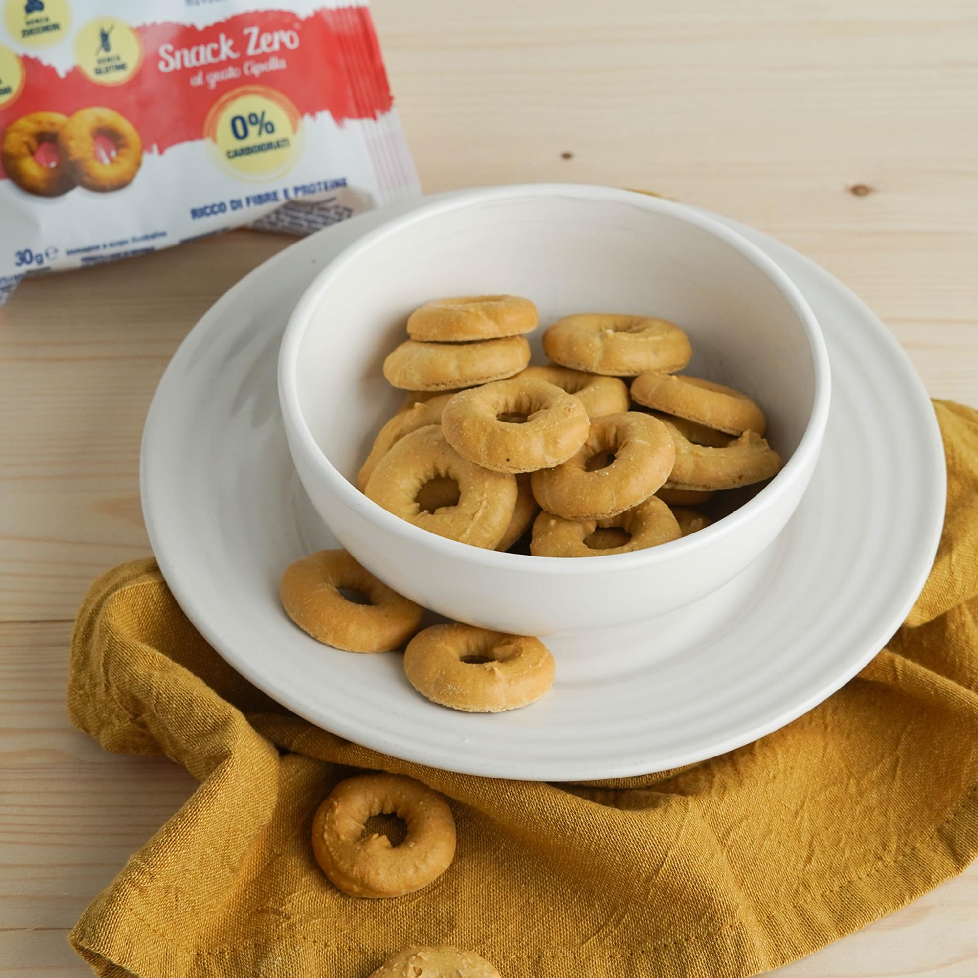 Nuvola Zero - Snack Zero al gusto cipolla, Snack Proteici Senza Zucchero, Zero Carboidrati, Senza Lattosio, Senza Glutine, Confezione da 3pz. Made in Italy.