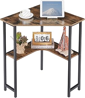 VECELO Small Corner Computer Desk 33 x 23 inches with Storage Shelves fo...