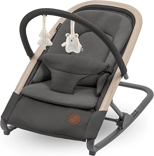 Maxi-Cosi Kori, 2-in-1 Ergonomic Baby Bouncer Chair with Toy Arch, 0-2 Years, up to 15 kg, Newborn Bouncer, 3 Recline Positions, Easy-in Harness, Lightweight & Compact, Newborn Pillow, Beyond Graphite