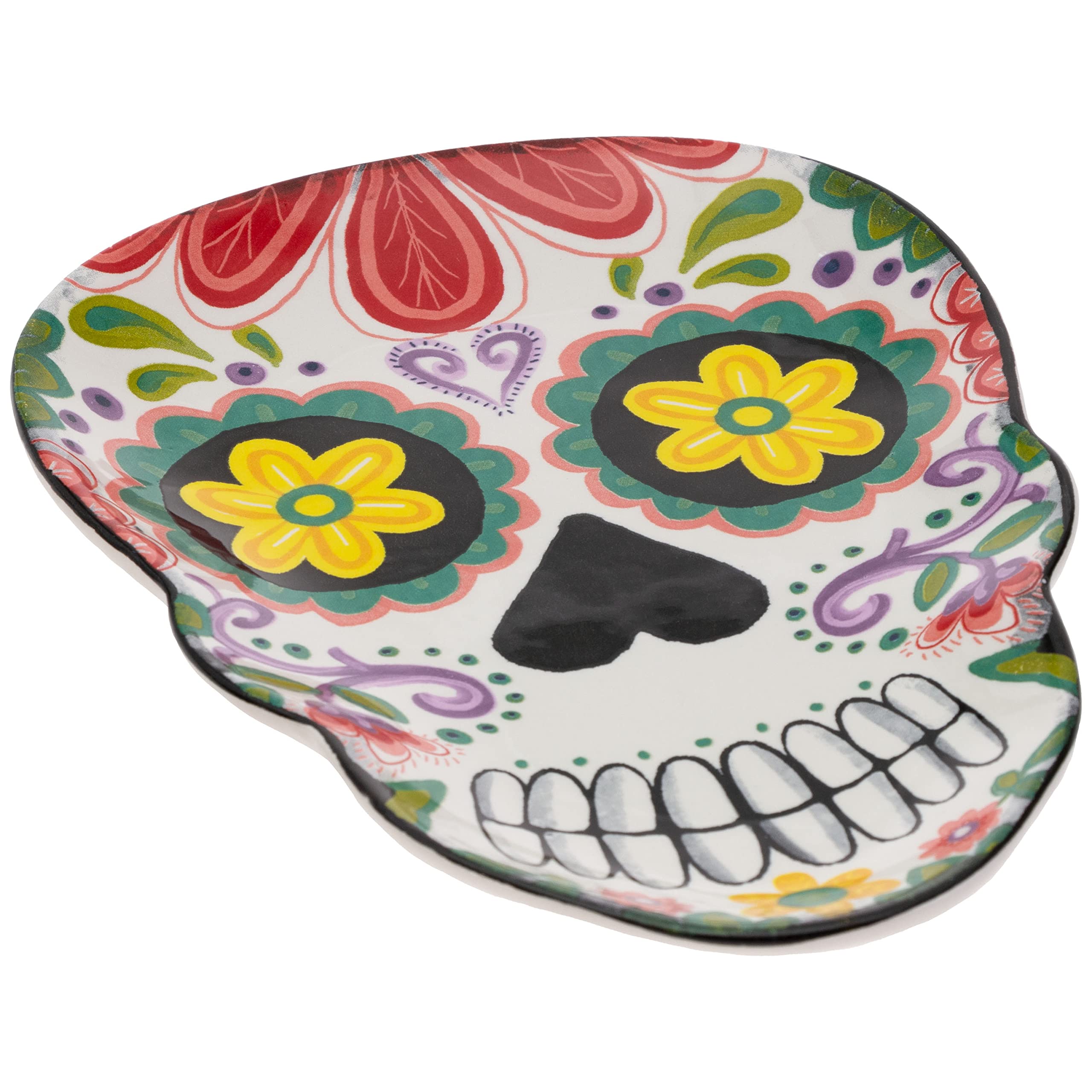 Boston International Ceramiczna taca do mycia w zmywarce i kuchence mikrofalowej talerz do serwowania Dzień Zmarłych, 20 cm x 14 cm, No Vida Cantina