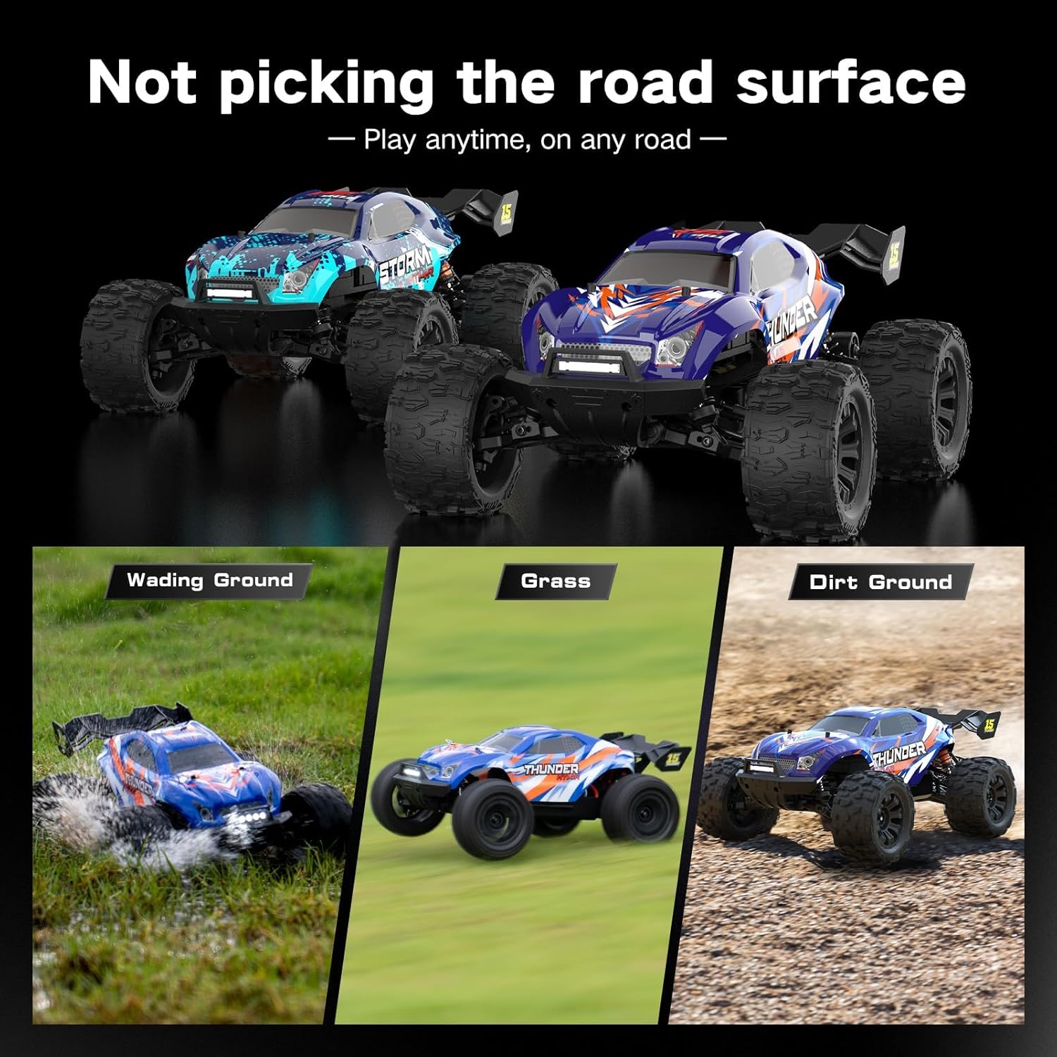 1:14 RC Car 3S 80km/h, with 2.4 GHz Remote Control and Two Rechargeable Batteries, 4X4 Waterproof RC Cars, for Adults and Teen Boy Gifts (MT14R Deep Blue)