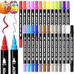 36 Colors Dual Tip Acrylic Paint Markers, Acrylic Paint Pens Paint Markers For Rock Painting Wood Canvas Plastic Metal And Stone, Acrylic Dot Markers For DIY Crafts Making Art Supplies