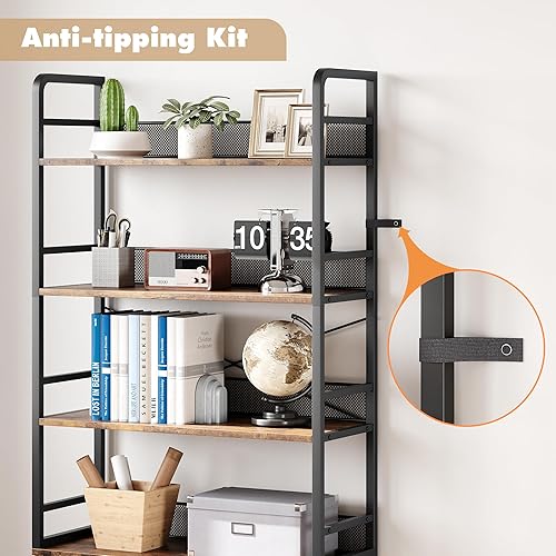 Miniatura 5 de Estantería industrial con puertas, estantería rústica con estante de almacenamiento abierto, estantes altos para exhibición, estantería de granja