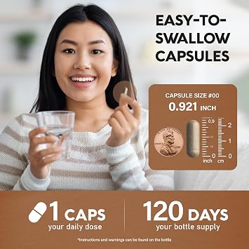 Ceylon Cinnamon Capsules - Extra Strength - Energy, Heart & Metabolism Support - for Men & Women - Pure Natural Extract 20:1 Supplement - Lab Tested - GMO & Gluten Free, 120 Capsules, 4 Month Supply