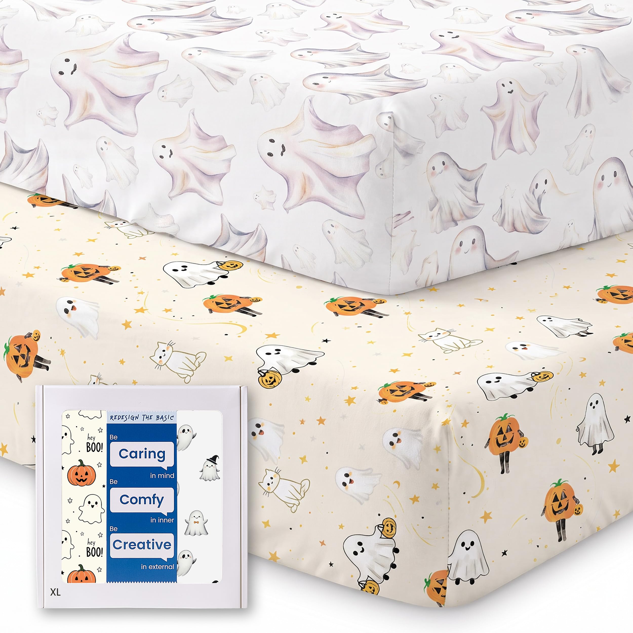 Crib Sheets 28x52x9 Inch, Fitted Baby Mattress Sheets 2 Pack
