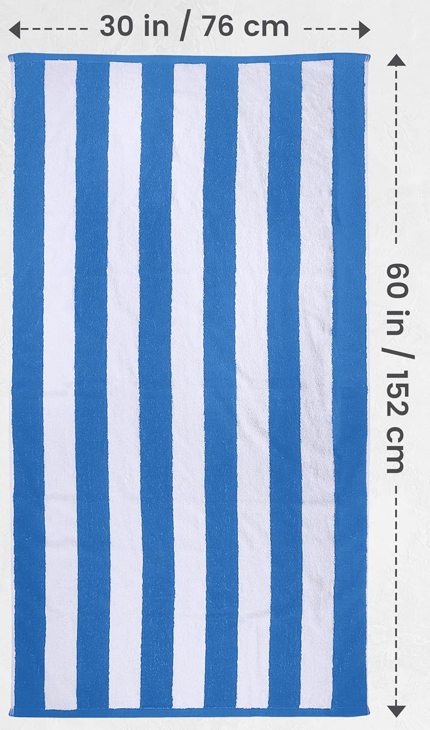 Utopia Towels 4 Pack Cabana Stripe Beach Towel, 30 by 60 Inches, Oversized 100% Ring Spun Cotton Pool Towels, Highly Absorbent Quick Dry Bath Towels for Beach, and Swim, Blue