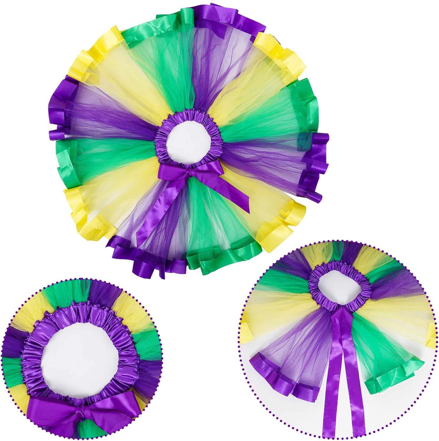 Mardi Gras Tutu Skirt with Mardi Gras Headband, Layered Tulle Princess Ballet Dance Skirt - Image 3