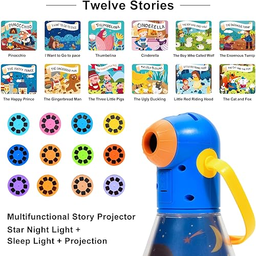 Miniatura 2 de MiDeer Proyector de luz para niños, proyector de cuentos con 12 carretes de historias, linterna para niños, juguetes de cumpleaños, Año Nuevo,