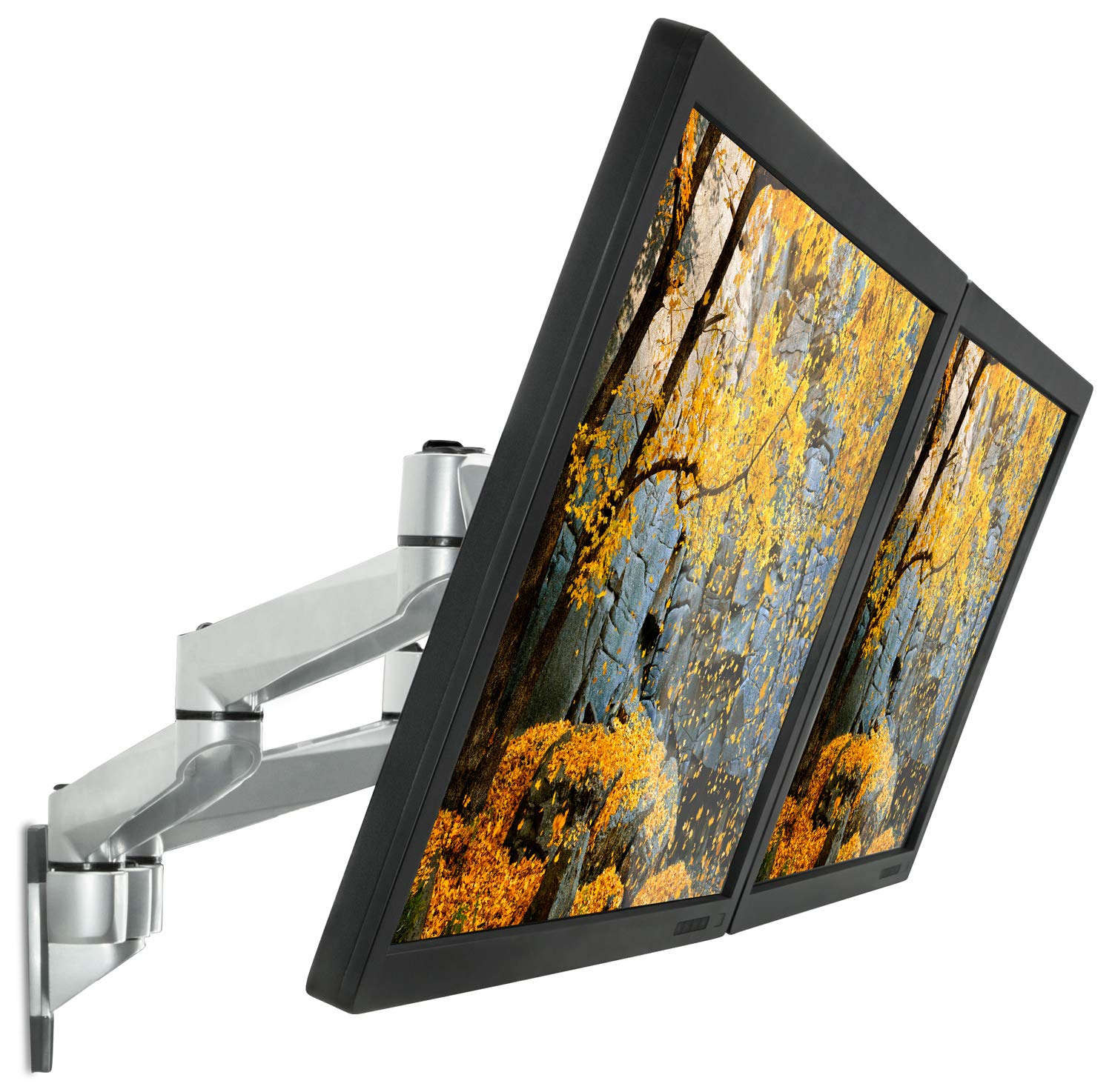 MountIt! Brazos de montaje en pared modulares de doble monitor | Inclinación giratoria VESA montaje en pared | Se adapta a pantallas de computadora 13 15 17 19 21.5 24 27 pulgadas con patrones VESA