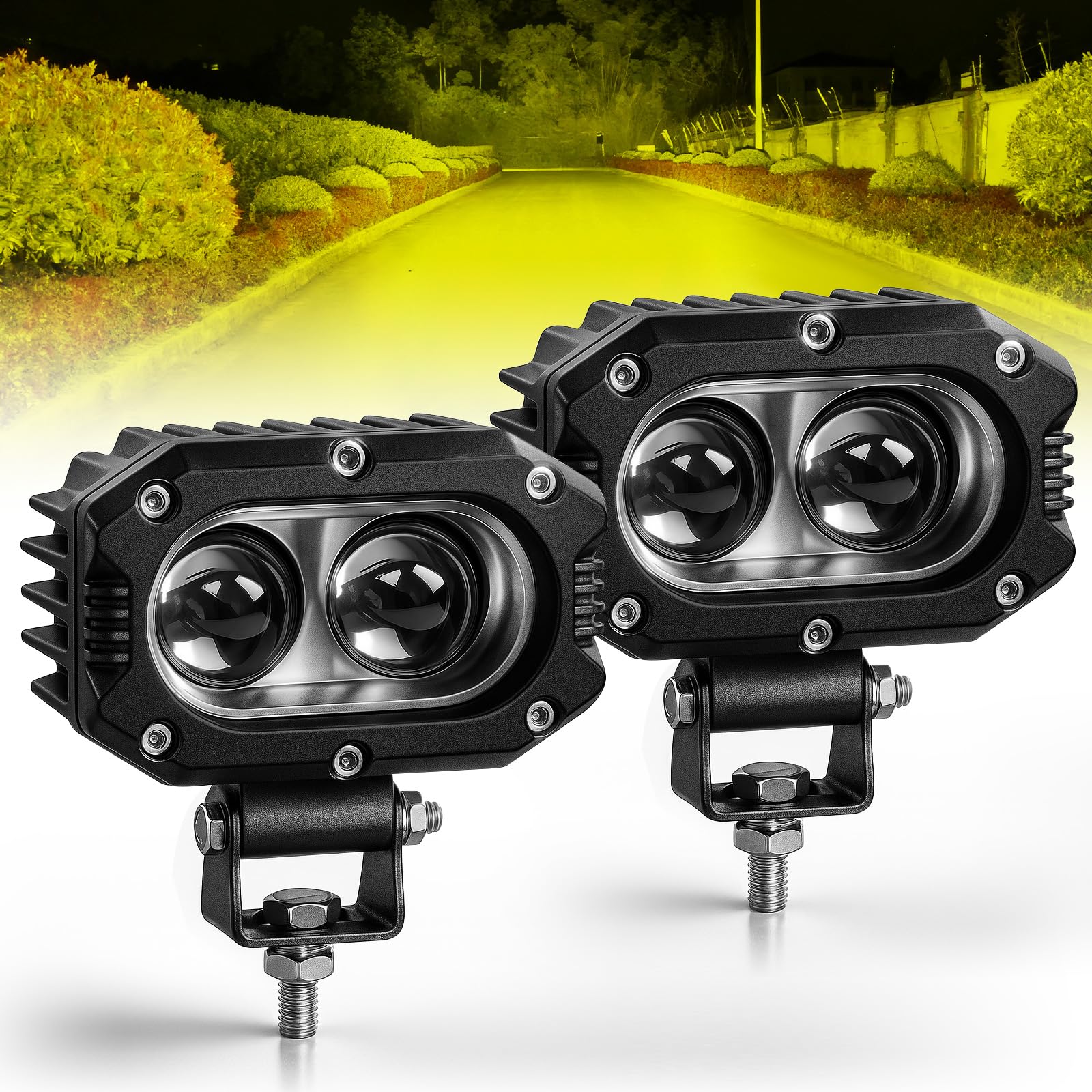Amazon.com: UNI-SHINE 2 pcs Amber Led Pod Lights 4 inch Off Road