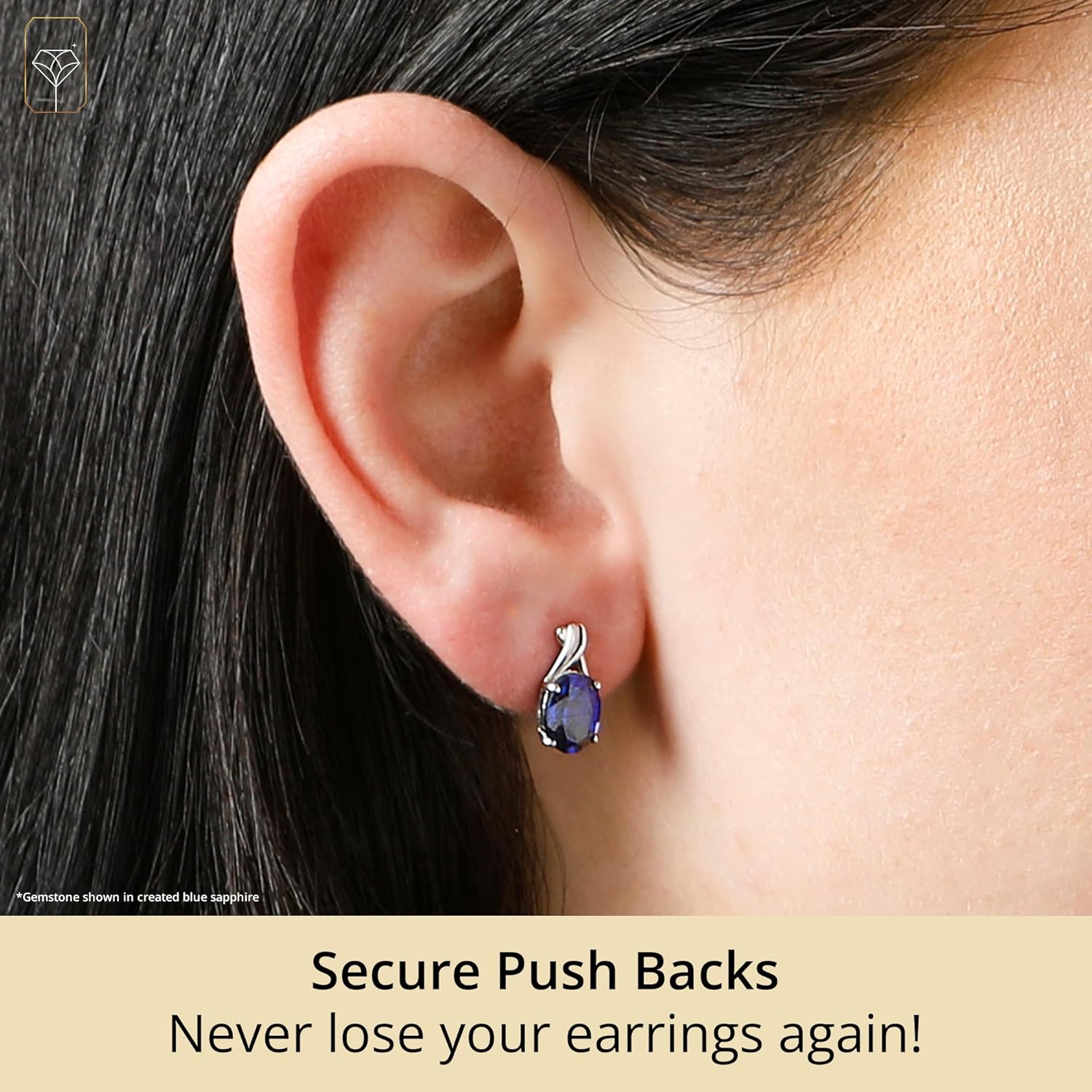 14k Yellow or White Gold Gemstone Oval Drop Stud Earrings for Women Twist with Push Backs and 8mm x 6mm Birthstone by MAX + STONE - Image 3